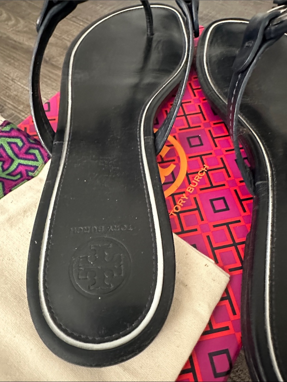 Tory Burch Millers in Navy Blue and SilverSandals - Picture 4 of 7